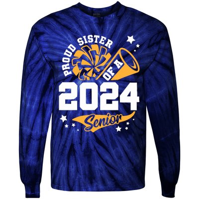 Proud Sister Of A 2024 Senior Cheer Sister Graduation Party Tie-Dye Long Sleeve Shirt