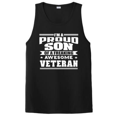 Proud Son Of A Freaking Awesome Veteran Funny Gift PosiCharge Competitor Tank