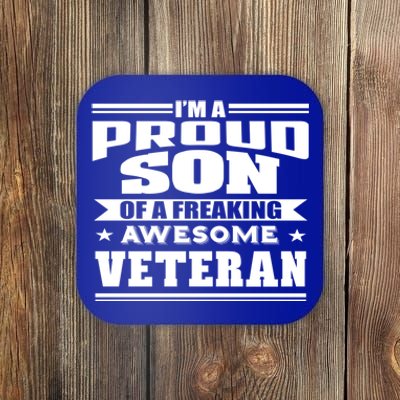 Proud Son Of A Freaking Awesome Veteran Funny Gift Coaster