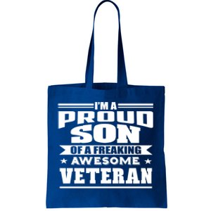 Proud Son Of A Freaking Awesome Veteran Funny Gift Tote Bag