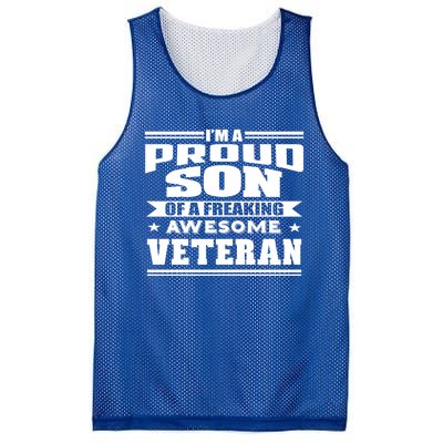 Proud Son Of A Freaking Awesome Veteran Funny Gift Mesh Reversible Basketball Jersey Tank