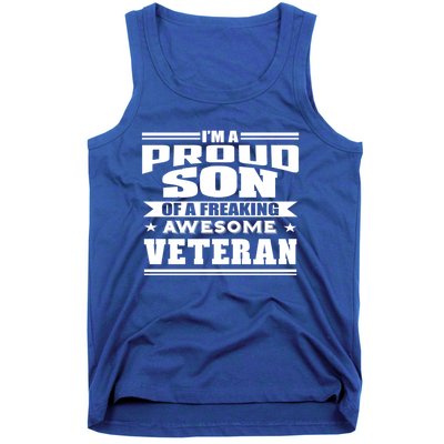 Proud Son Of A Freaking Awesome Veteran Funny Gift Tank Top