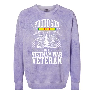 Proud Son Of A Vietnam War Veteran Soldier Father Mother Gift Colorblast Crewneck Sweatshirt