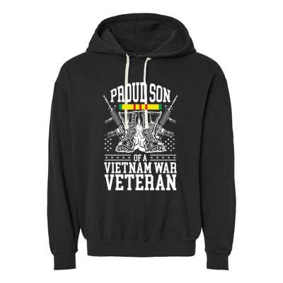 Proud Son Of A Vietnam War Veteran Soldier Father Mother Gift Garment-Dyed Fleece Hoodie