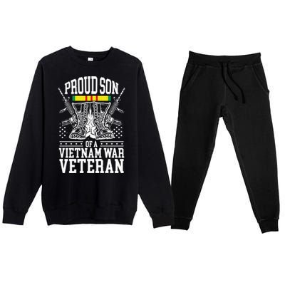 Proud Son Of A Vietnam War Veteran Soldier Father Mother Gift Premium Crewneck Sweatsuit Set