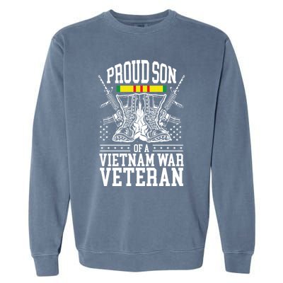 Proud Son Of A Vietnam War Veteran Soldier Father Mother Gift Garment-Dyed Sweatshirt