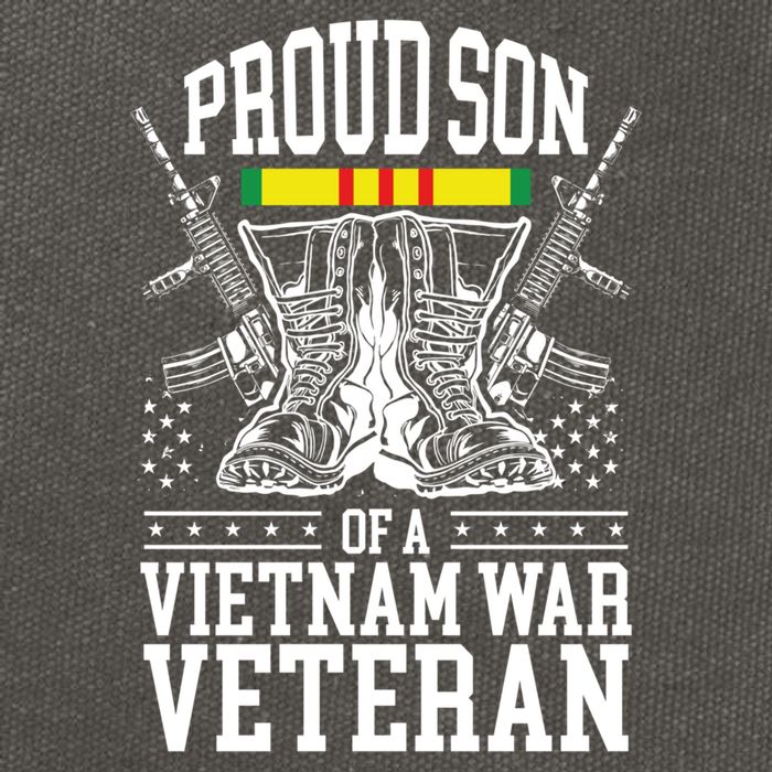 Proud Son Of A Vietnam War Veteran Soldier Father Mother Gift Cotton Canvas Backpack