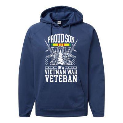 Proud Son Of A Vietnam War Veteran Soldier Father Mother Gift Performance Fleece Hoodie