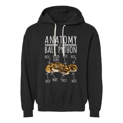 Python Snake Owner Anatomy Of A Ball Python Garment-Dyed Fleece Hoodie