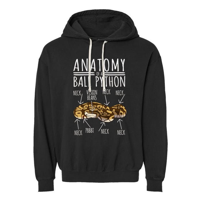 Python Snake Owner Anatomy Of A Ball Python Garment-Dyed Fleece Hoodie