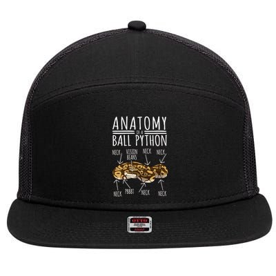 Python Snake Owner Anatomy Of A Ball Python 7 Panel Mesh Trucker Snapback Hat