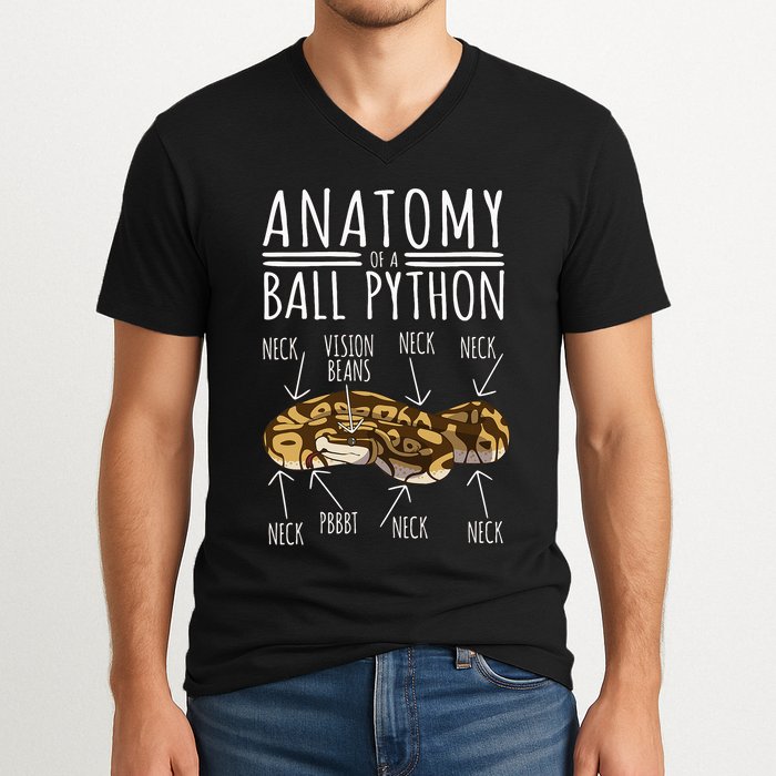 Python Snake Owner Anatomy Of A Ball Python V-Neck T-Shirt