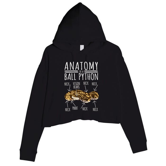Python Snake Owner Anatomy Of A Ball Python Crop Fleece Hoodie