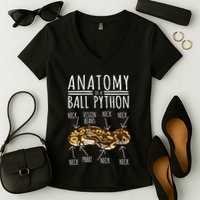 Python Snake Owner Anatomy Of A Ball Python Women's V-Neck T-Shirt