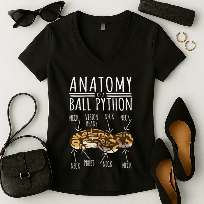 Python Snake Owner Anatomy Of A Ball Python Women's V-Neck T-Shirt