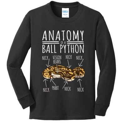 Python Snake Owner Anatomy Of A Ball Python Kids Long Sleeve Shirt
