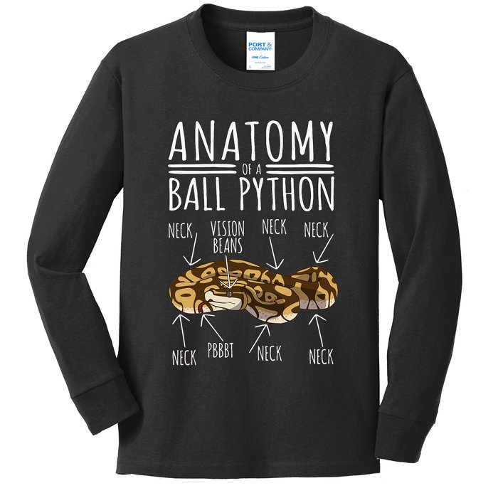 Python Snake Owner Anatomy Of A Ball Python Kids Long Sleeve Shirt