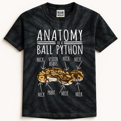 Python Snake Owner Anatomy Of A Ball Python Kids Tie-Dye T-Shirt