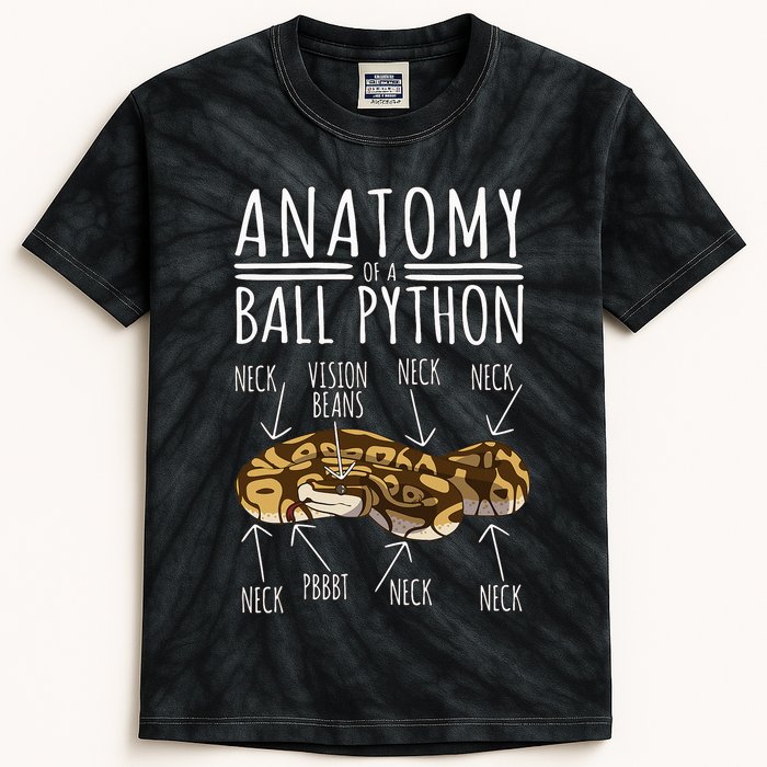 Python Snake Owner Anatomy Of A Ball Python Kids Tie-Dye T-Shirt