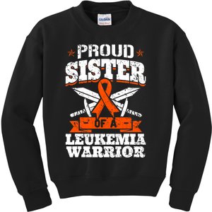 Proud Sister Of A Leukemia Warrior Sis Awareness Ribbon Kids Sweatshirt