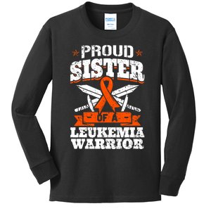 Proud Sister Of A Leukemia Warrior Sis Awareness Ribbon Kids Long Sleeve Shirt