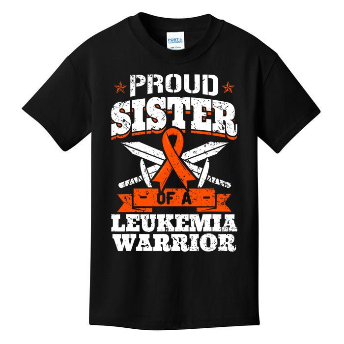 Proud Sister Of A Leukemia Warrior Sis Awareness Ribbon Kids T-Shirt