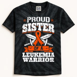 Proud Sister Of A Leukemia Warrior Sis Awareness Ribbon Kids Tie-Dye T-Shirt