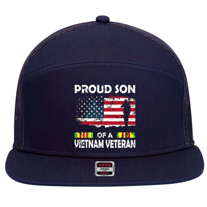 Proud Son Of A Vietnam Veteran Shirt | Vietnam War Vet 7 Panel Mesh Trucker Snapback Hat