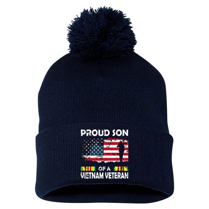 Proud Son Of A Vietnam Veteran Shirt | Vietnam War Vet Pom Pom 12in Knit Beanie