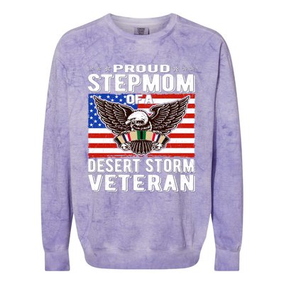 Proud Stepmom Of Desert Storm Veteran Gulf War VeteranS Mom Cool Gift Colorblast Crewneck Sweatshirt