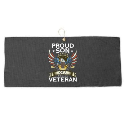 Proud Son Of A Veteran Usa Flag Proud American Veteran Son Meaningful Gift Large Microfiber Waffle Golf Towel