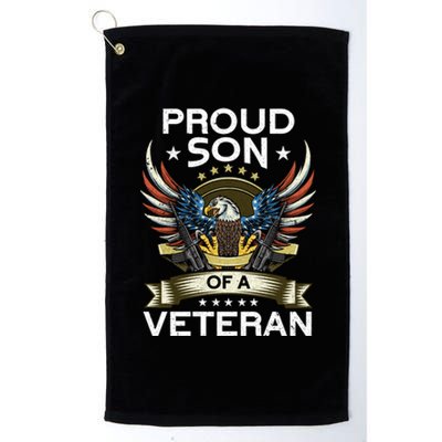 Proud Son Of A Veteran Usa Flag Proud American Veteran Son Meaningful Gift Platinum Collection Golf Towel