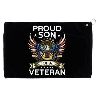 Proud Son Of A Veteran Usa Flag Proud American Veteran Son Meaningful Gift Grommeted Golf Towel