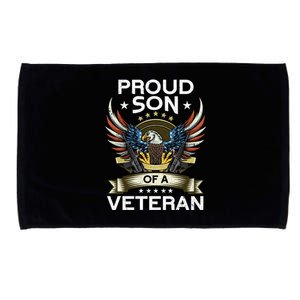 Proud Son Of A Veteran Usa Flag Proud American Veteran Son Meaningful Gift Microfiber Hand Towel