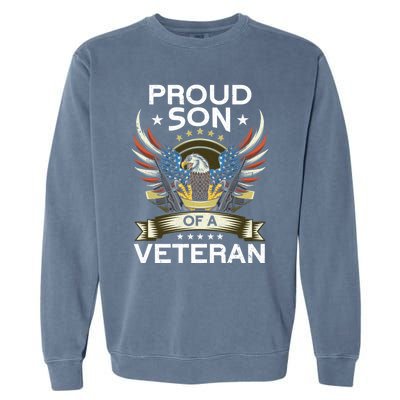 Proud Son Of A Veteran Usa Flag Proud American Veteran Son Meaningful Gift Garment-Dyed Sweatshirt