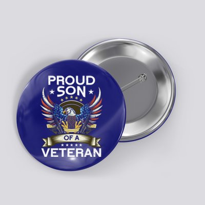 Proud Son Of A Veteran Usa Flag Proud American Veteran Son Meaningful Gift Button