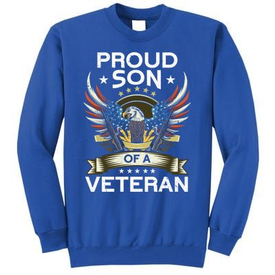 Proud Son Of A Veteran Usa Flag Proud American Veteran Son Meaningful Gift Tall Sweatshirt