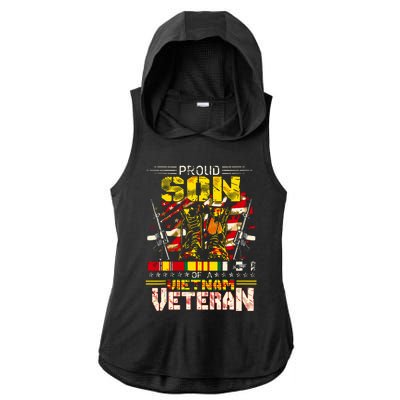 Proud Son Of A Vietnam Veteran, Vietnam War Vet Ladies PosiCharge Tri-Blend Wicking Draft Hoodie Tank