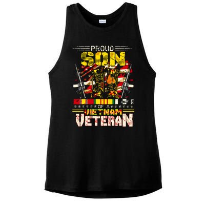 Proud Son Of A Vietnam Veteran, Vietnam War Vet Ladies PosiCharge Tri-Blend Wicking Tank