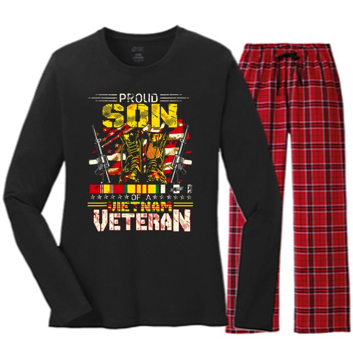 Proud Son Of A Vietnam Veteran, Vietnam War Vet Women's Long Sleeve Flannel Pajama Set 