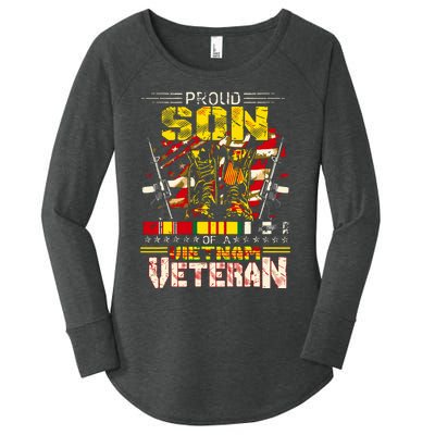 Proud Son Of A Vietnam Veteran, Vietnam War Vet Women's Perfect Tri Tunic Long Sleeve Shirt