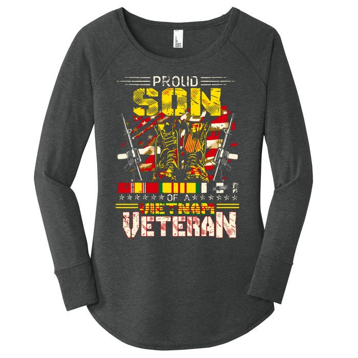 Proud Son Of A Vietnam Veteran, Vietnam War Vet Women's Perfect Tri Tunic Long Sleeve Shirt