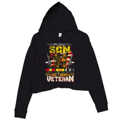 Proud Son Of A Vietnam Veteran, Vietnam War Vet Crop Fleece Hoodie