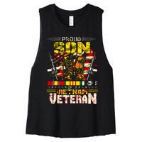 Proud Son Of A Vietnam Veteran, Vietnam War Vet Women's Racerback Cropped Tank