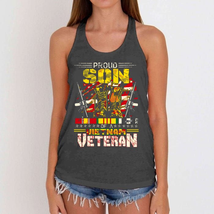 Proud Son Of A Vietnam Veteran, Vietnam War Vet Women's Knotted Racerback Tank