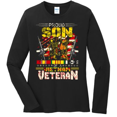 Proud Son Of A Vietnam Veteran, Vietnam War Vet Ladies Long Sleeve Shirt