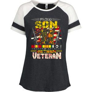 Proud Son Of A Vietnam Veteran, Vietnam War Vet Enza Ladies Jersey Colorblock Tee