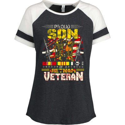 Proud Son Of A Vietnam Veteran, Vietnam War Vet Enza Ladies Jersey Colorblock Tee