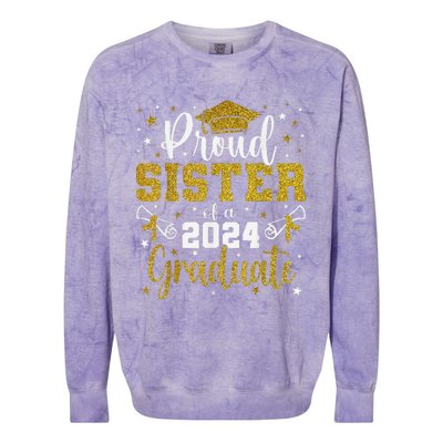 Proud Sister Of A Class Of 2024 Graduate Senior Graduation Colorblast Crewneck Sweatshirt