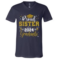 Proud Sister Of A Class Of 2024 Graduate Senior Graduation V-Neck T-Shirt